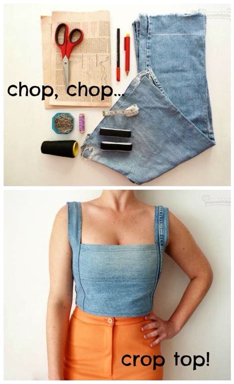 Blusa hecha con tus viejos jeans | Upcycle clothes, Diy clothes, Diy ...