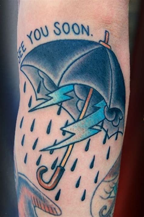 30 Beautiful Rain Tattoo Designs | Umbrella tattoo, Traditional tattoo ...