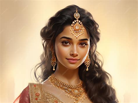 premium photo beautiful indian princess  magnificent royal attire