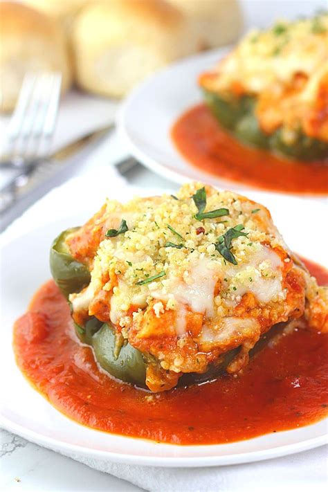 Chicken Parmesan Stuffed Peppers • Now Cook This!