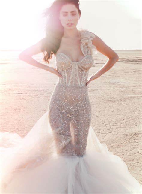 Lauren Elaine Mystere | Crystal Nude Illusion Bustier Mermaid Gown