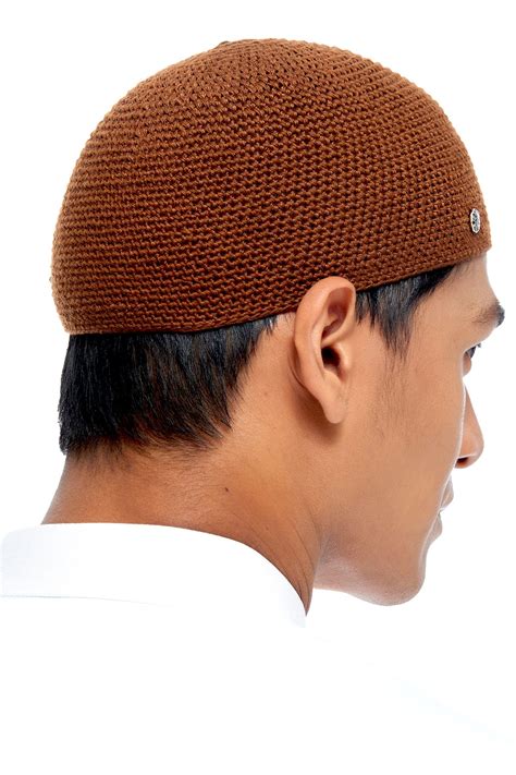 siti khadijah classic knit kopiah  brown siti khadijah