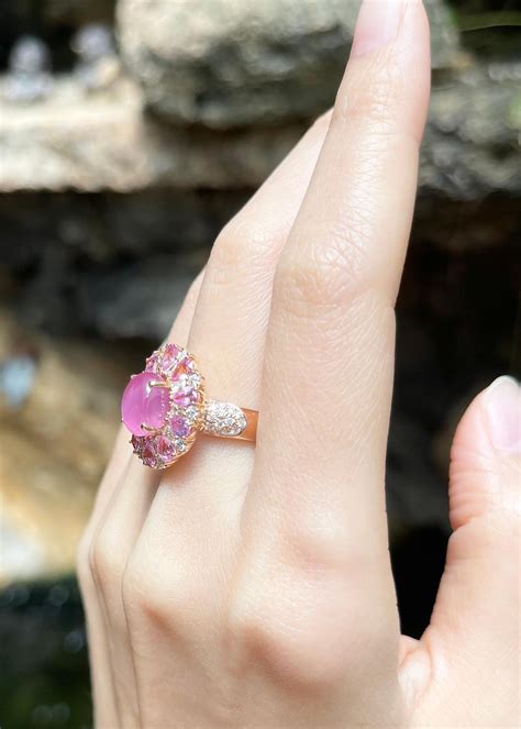 Certified Star Pink Sapphire, Pink Sapphire and Diamond Ring in 18K