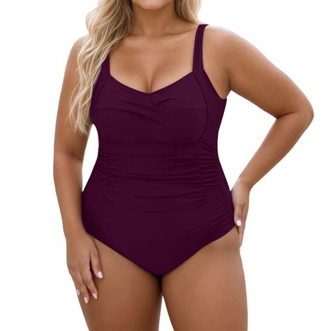 Xijirk One Piece Swimsuit Women,Plus Size Monokini Swimsuit Deep U Neck