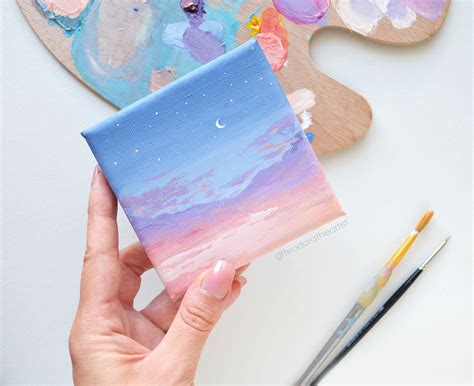 Mini Painting- Dreamscape- Acrylic painting on small canvas - Aesthetic