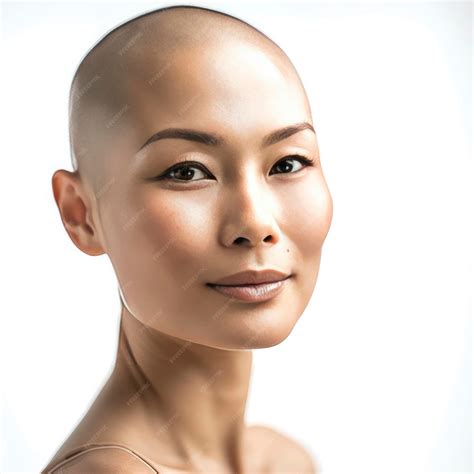 Premium Photo | Photography of a beautiful asian bald woman isolated on