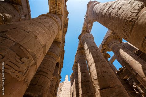 antique columns in a karnak temple in luxor Stock Photo | Adobe Stock