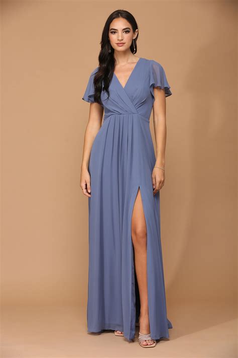 Burgundy Long Short Sleeve Mother of the Bride Chiffon Dress - Formal