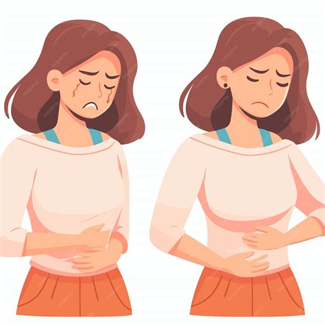 Premium Vector | Paining in the woman stomach vector illustrations on
