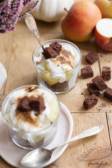 Herbstliches Apfel-Schicht-Dessert mit Zimt – schnelles und