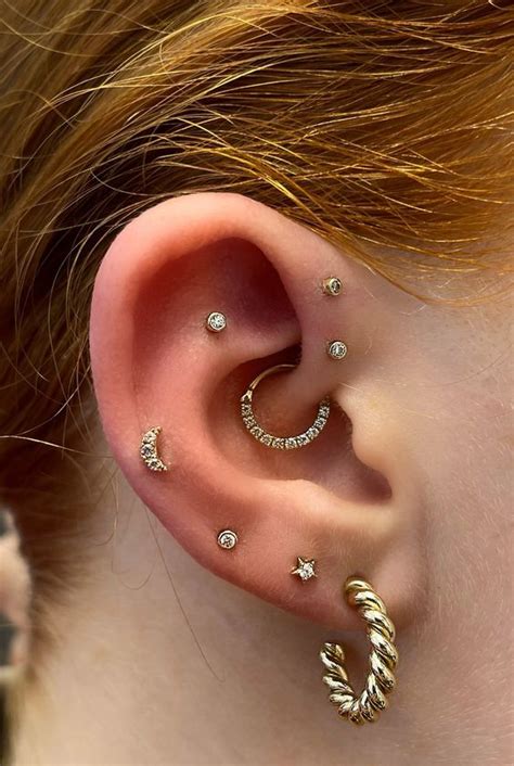25 Multiple Forward Helix Piercing Ideas - Styleoholic