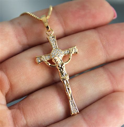 Men Gold Crucifix Cross Pendant Necklace | Moon necklace silver, Gold ...