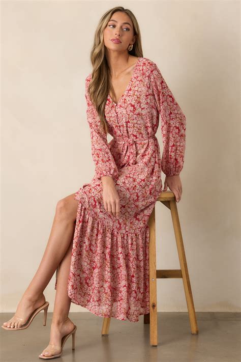 Z Supply Della Floral Maxi Dress in Cranberry | Red Dress