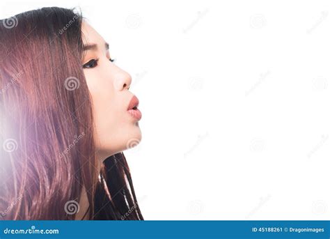 blowing stock afbeelding image  aziatisch portret