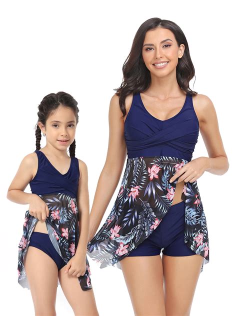 Coduop Mother Daughter Swimwear Family Matching Girls Swimsuit Women