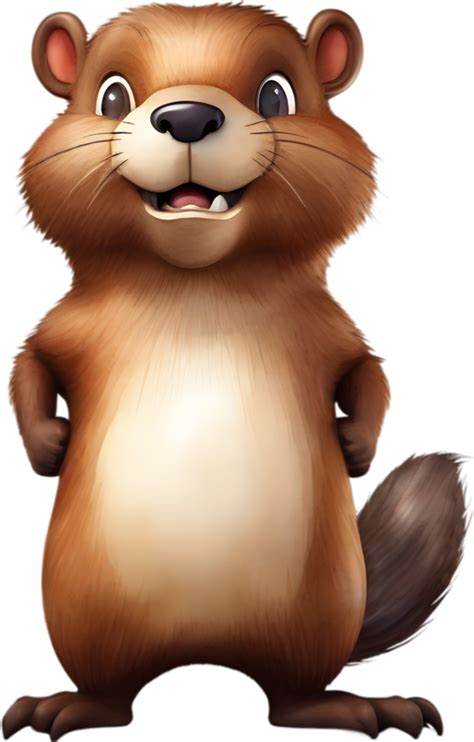 AI generated Watercolor painting of a cute beaver in cartoon style ...