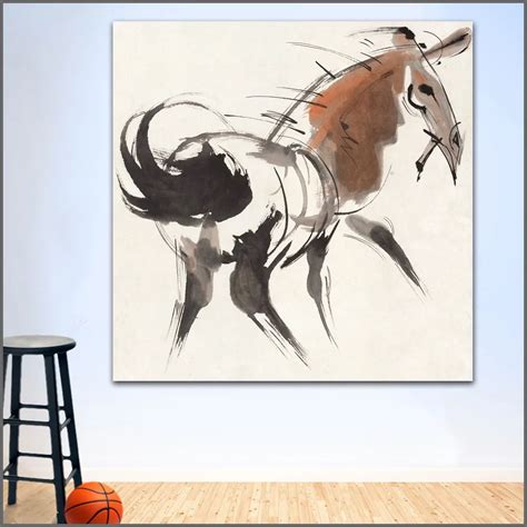 Large size Printing Oil Painting Abstract Ink animal Horse 4) art ...