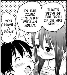 Two children imitating a scene ero-manga lolicon; make sex as children