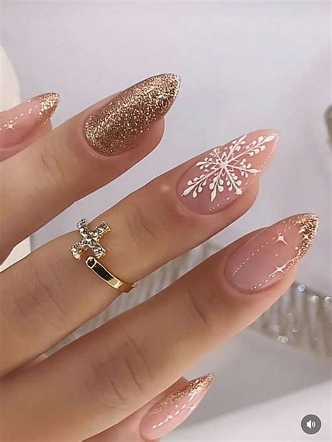 Upgrade Your Look With 24pcs Almond Shape Press On Nails In Golden
