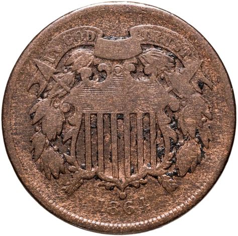 Монета США 2 цента (cents) 1864 стоимостью 7950 руб.