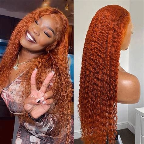 Ginger Loose Deep Wave Wig 13x4 Transparent Lace Front Human Hair Wig ...