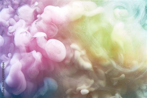 Swirling colorful smoke, sky clouds of pastel colors, meditative ...