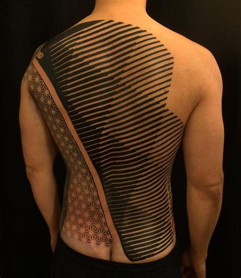 Abstract Geometric Back Tattoo