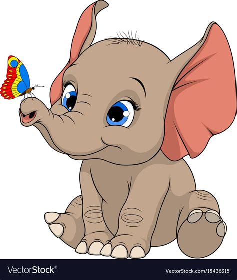 Funny kid elephant vector image on VectorStock | Baby animal drawings ...