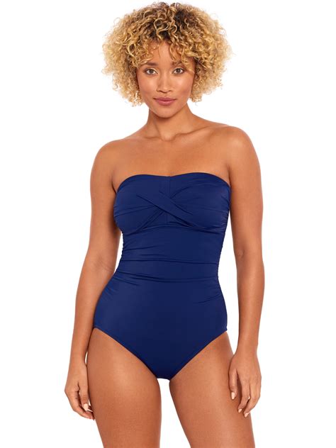 Time and Tru Women’s and Women’s Plus Bandeau Twist Front One Piece