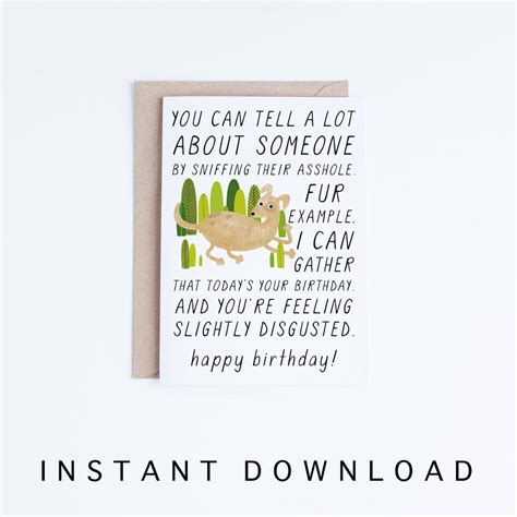 Funny Dog Birthday Cards Instant Download Funny Dog Card - Etsy