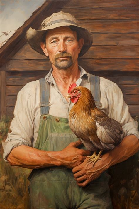 vintage farm print farmer   rooster farmhouse country art vintage