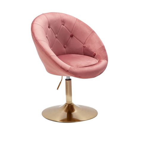 Chair Velvet Pink / Gold Design Swivel Chair • ArtKomfort